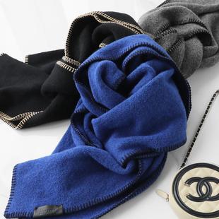 撞色编织羊毛羊绒温暖舒适围巾女 小羊皮皮标 法奢柜2.2K 断货王