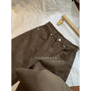 所有人闭眼冲!!好穿到犯规~早秋复古高腰显瘦人字纹阔腿牛仔裤