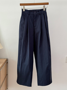 休闲棉麻长裤 高腰直筒垂感瑜伽裤 ins 子女夏季 日系原单亚麻阔腿裤