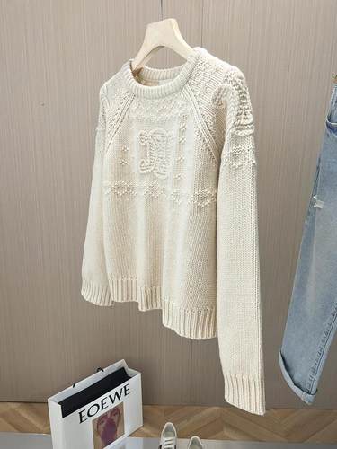 品牌折扣商场外贸女装清仓重工立体钩花套头针织毛衣女秋冬高级感