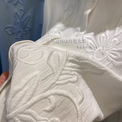 吼喜欢！！质感wu敌了，法式轻奢棉麻刺绣宽松翻领长袖气质衬衫女