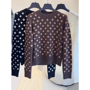 重工字母刺绣圆领长袖 高端欧货女装 羊毛毛衣冬 外贸单品质 怒推