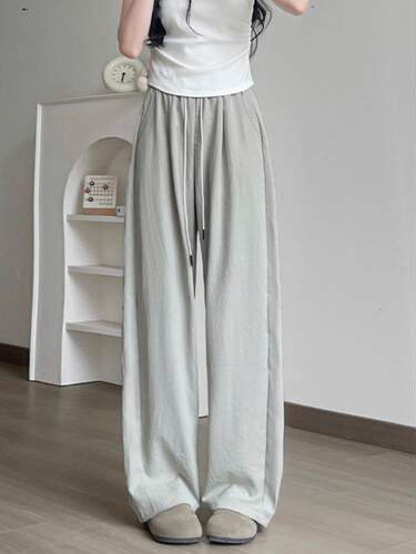 牛X货 巨炸裂！轻薄冰感弯刀裤女高腰显瘦香蕉阔腿裤垂感运动长裤