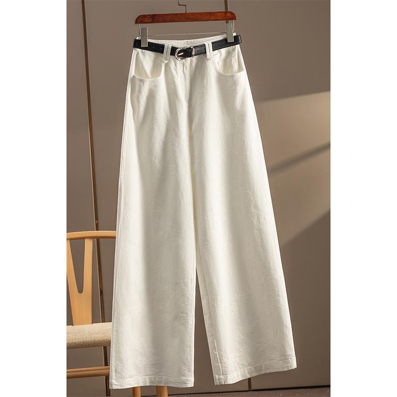 LL神仙颜白牛仔 法G奢P重工提花天丝直筒阔腿裤女9V43 特