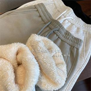 加绒加厚羊羔毛休闲束脚卫裤 R单工厂货 冬季 怕冷BI入 女 墙裂推