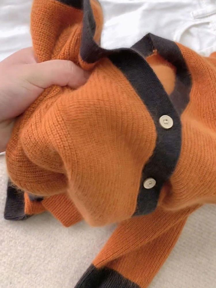 针织开衫慵懒风浣熊毛衣