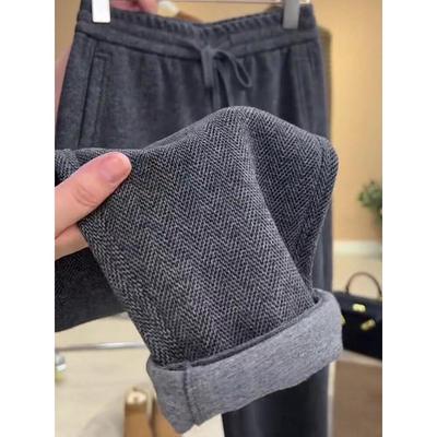 清仓一线品牌专柜今年流行灰色加厚针织阔腿休闲裤子女秋冬季外穿