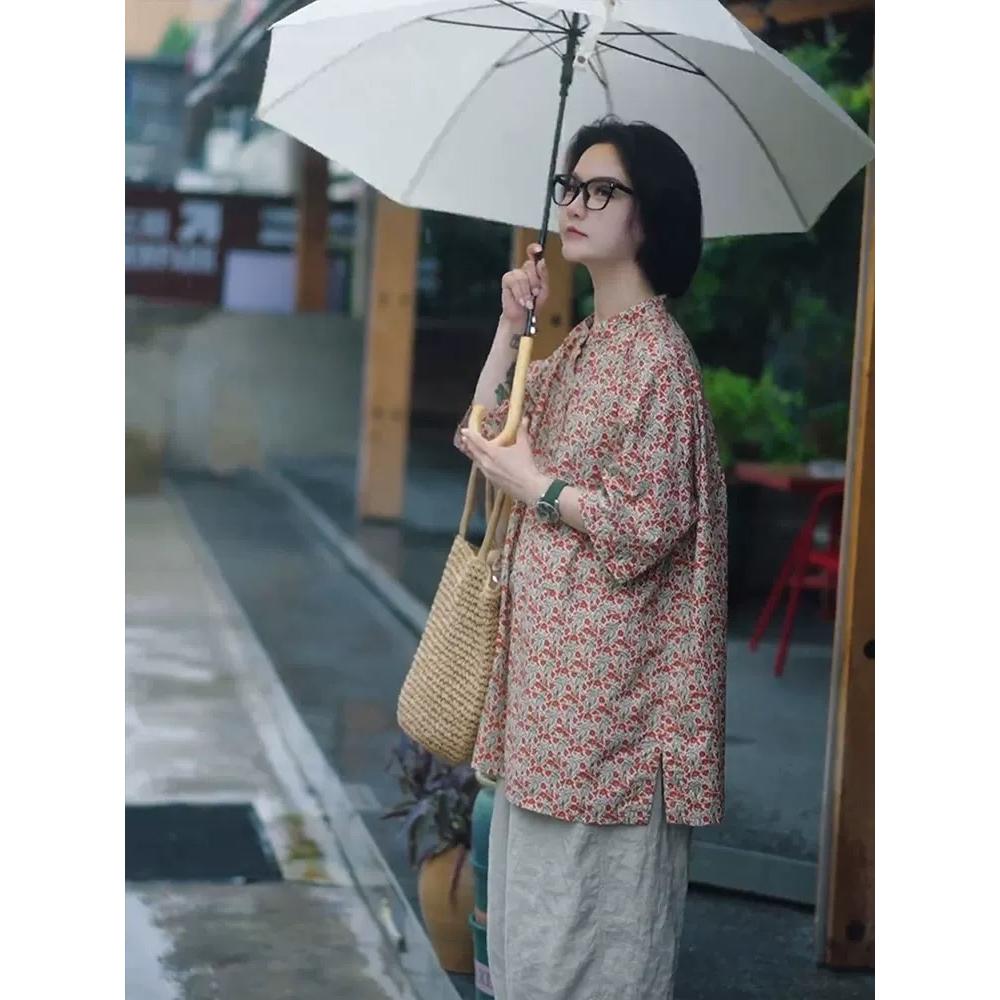 2025年早秋新款独特绝美碎花衬衫上衣超好看洋气减龄老钱风小衫女