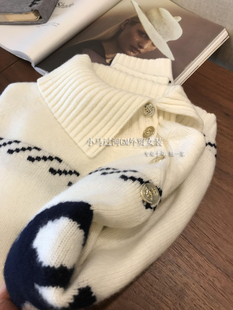 原厂出，高品质推荐！宽松慵懒范翻领船锚海军风厚实针织毛衣女冬