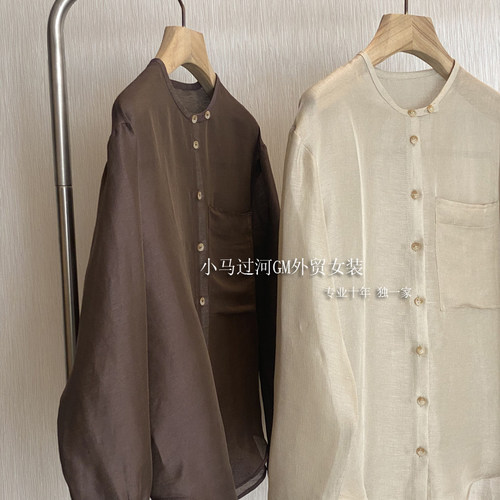 怒推！！松弛感简直绝了~高奢文艺范真丝亚麻宽松气质显瘦衬衫女