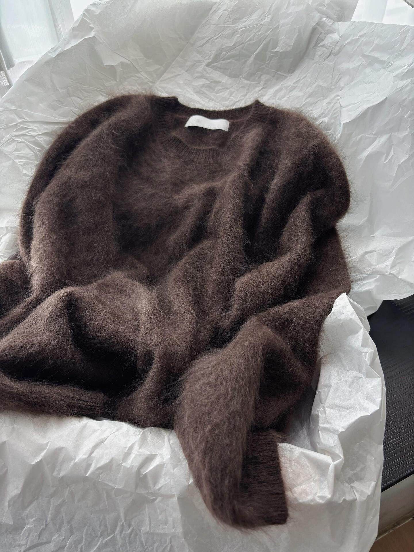 "Super level!" Maillard retro coffee-colored wool fleece sweater for women's winter soft and lazy style knitted sweater thumbnail 2