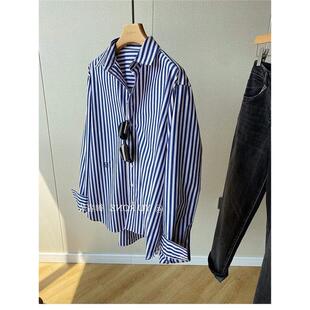 请果断收，秒收！搭配度狂高亚麻条纹廓形男友风长袖衬衫上衣