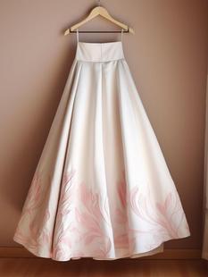 品牌折扣专柜外贸女装新中式国风粉色提花高腰A字马面裙半身裙女