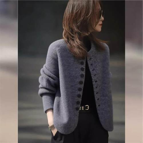 灰色巨好看的厚外套毛呢女款2025新款冬高级感超好看女士短款呢子