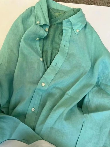 绝了，张扬又不失简约！jin口料绿色宽松慵懒棉麻衬衫女男女同款