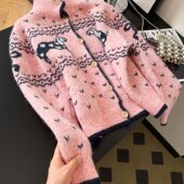 牛X货 毛衣女冬季 巨炸裂 韩系少女感甜美减龄提花半高领宽松开衫