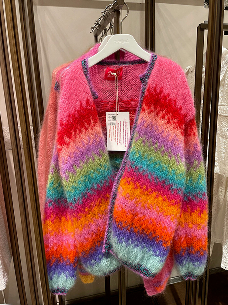 欧美复古洋气炸街小众设计感高端轻奢洋气时髦气质慵懒风彩色毛衣