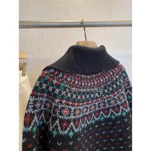 圣诞配色立领加厚羊毛毛衣开衫 绝了 复古美式 尾 女 针织渠道里