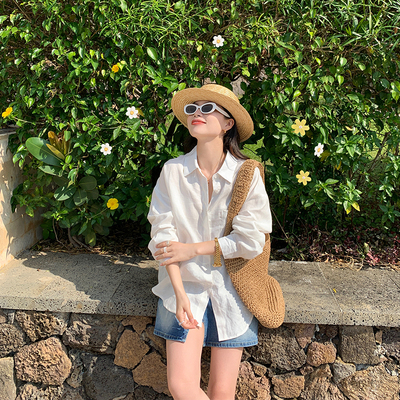 牛X货 巨炸裂！亚麻衬衫女2025夏季韩版宽松长袖防晒衫chic上衣潮