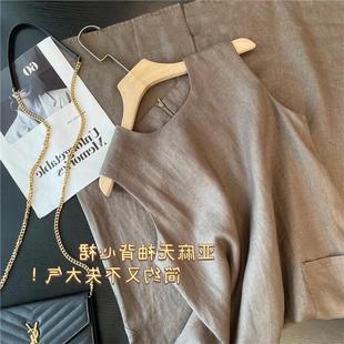 老渠道,老品质!法国雨露亚麻复古文艺显瘦无袖中长款连衣裙女夏