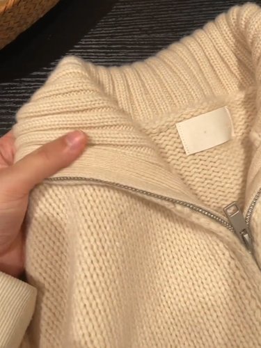 CHAO级推荐！高克重加厚羊毛双头拉链毛衣外套女慵懒氛围感羊绒衫