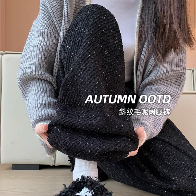 CHAO级推荐！加绒阔腿裤女秋加厚直筒宽松休闲垂感窄版小个子裤子,女装/女士精品,休闲裤,淘宝优惠券,粉丝福利购,淘宝优惠卷