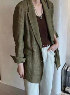巨推荐！秋季超好看独特小西服外套女韩系高级感气质极简绿色西装
