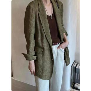 超好看独特小西服外套女韩系高级感气质极简绿色西装 巨推荐 秋季