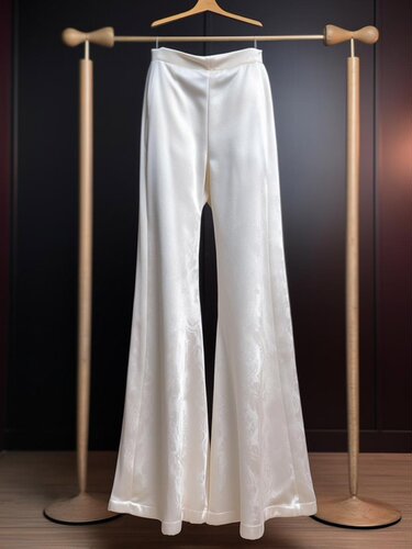 CHAO级！白色复古裤子新中式设计国风喇叭直筒裤2024早春新款