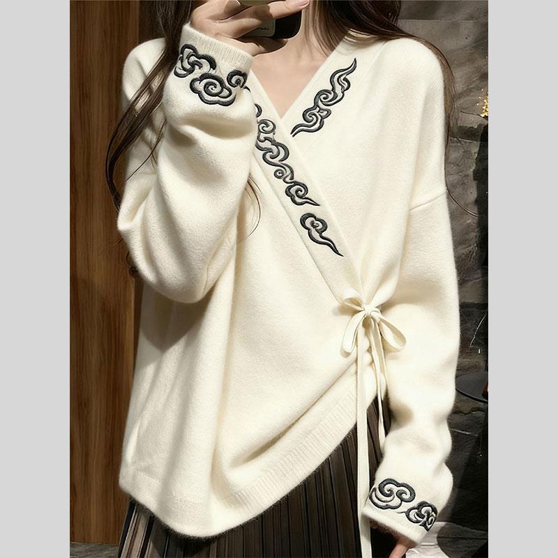 新中式禅意国风毛衣气质高级感超好看宽松针织上衣女2025秋季新款
