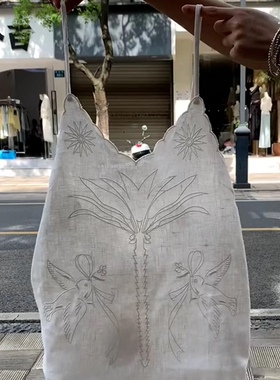 怒推！外贸单品质，白色百搭棉麻亚麻甜辣风巨好看吊带T恤女夏季