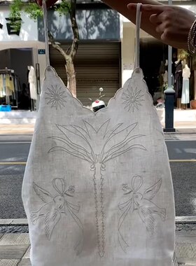 怒推！外贸单品质，白色百搭棉麻亚麻甜辣风巨好看吊带T恤女夏季