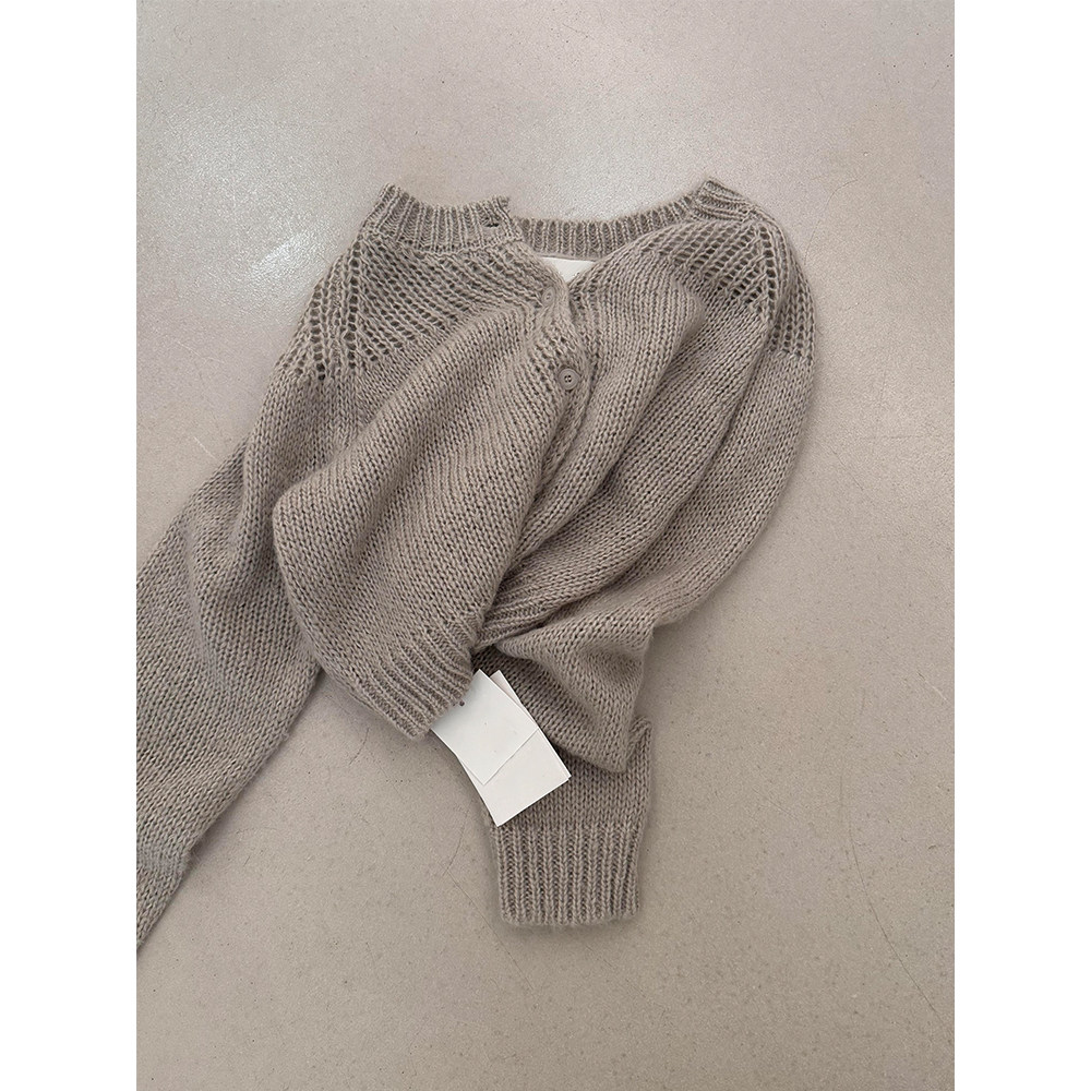 CHAO级无D推荐！绝美！设计感满满！灰色镂空马海毛毛衣针织衫女