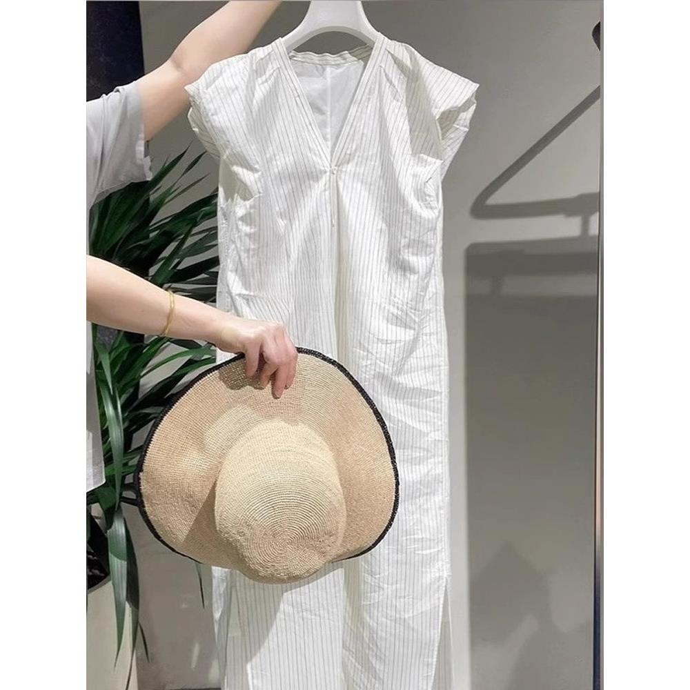 渠道货！掌柜自留，条纹连衣裙女夏季气质优雅时尚休闲高级感长裙