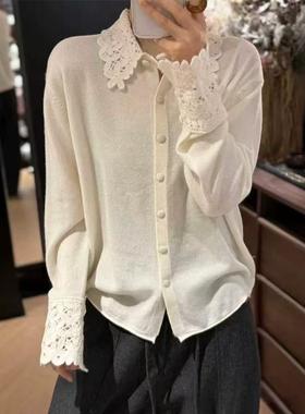 欧货高端定制精致白色大码上衣女2025冬季新款加厚优雅风显瘦开衫