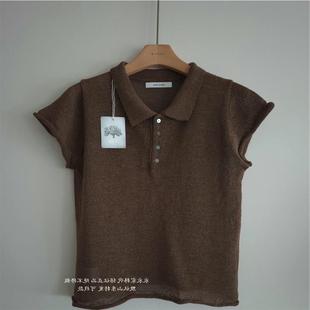 版 搭配度狂高韩国修身 麻料短袖 上衣针织衫 请果断收 女夏季 秒收