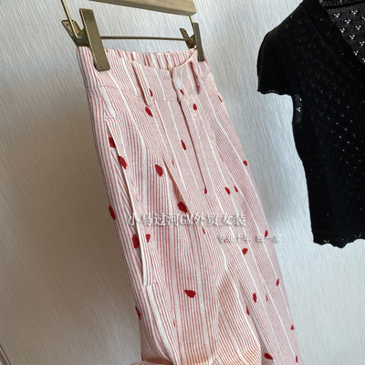 大厂出！！要品质的来，夏季多巴胺重工爱心刺绣条纹阔腿休闲裤女