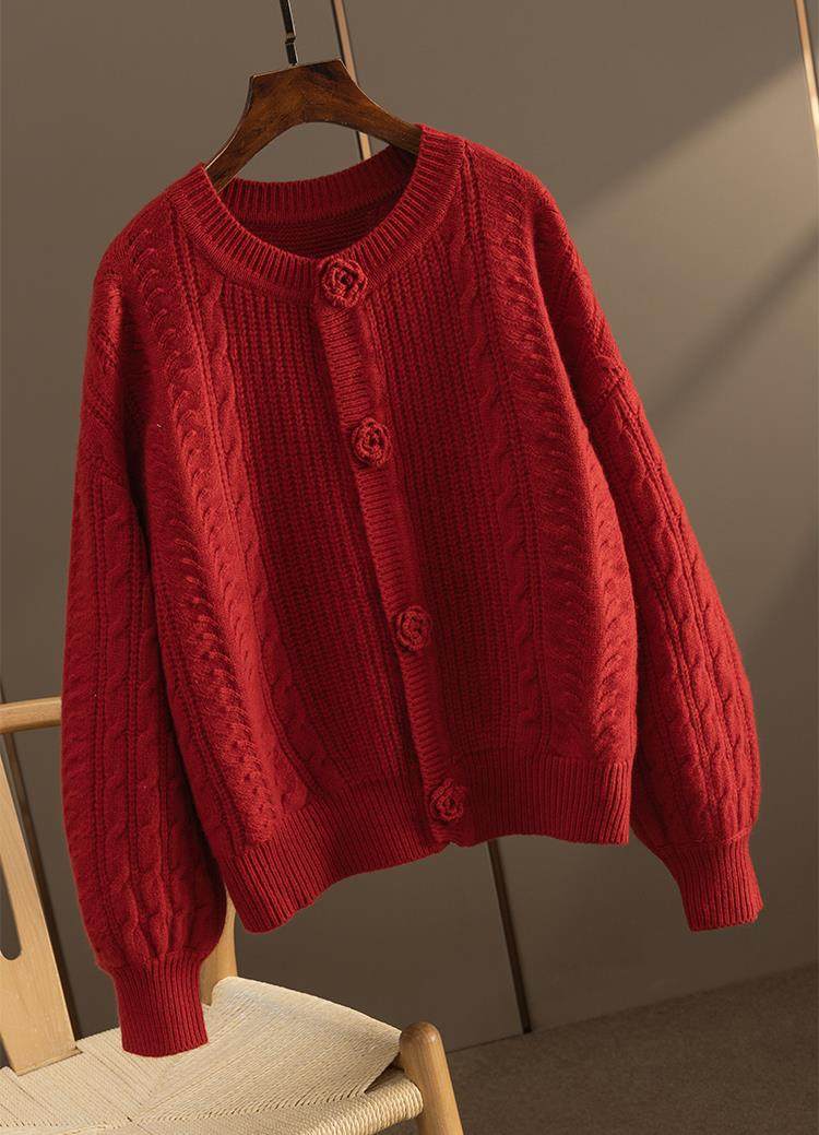 品牌折扣店商场外贸清仓法国立体钩花花朵圆领羊毛毛衣开衫秋冬女,女装/女士精品,毛衣,淘宝优惠券,粉丝福利购,淘宝优惠卷