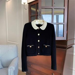 韩系早秋开衫 美丽诺羊毛娃娃领针织衫 外套女 外贸单品质 怒推