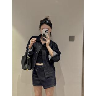 牛X货 巨炸裂!今年流行曼哈顿丹宁 深色牛仔上衣半身裙裤套装女