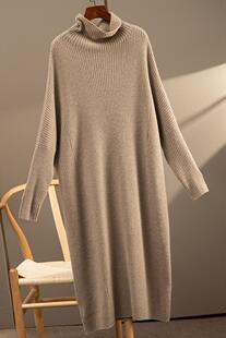 衣橱镇橱之宝！法国羊绒毛衣懒人裙 半高领连衣裙女266S