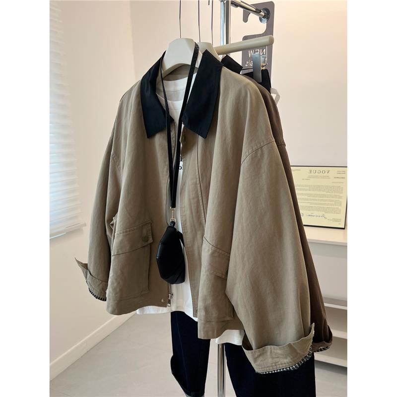 韩版复古bf中性工装风外套女宽松慵懒小众夹克风衣秋季新款学生潮