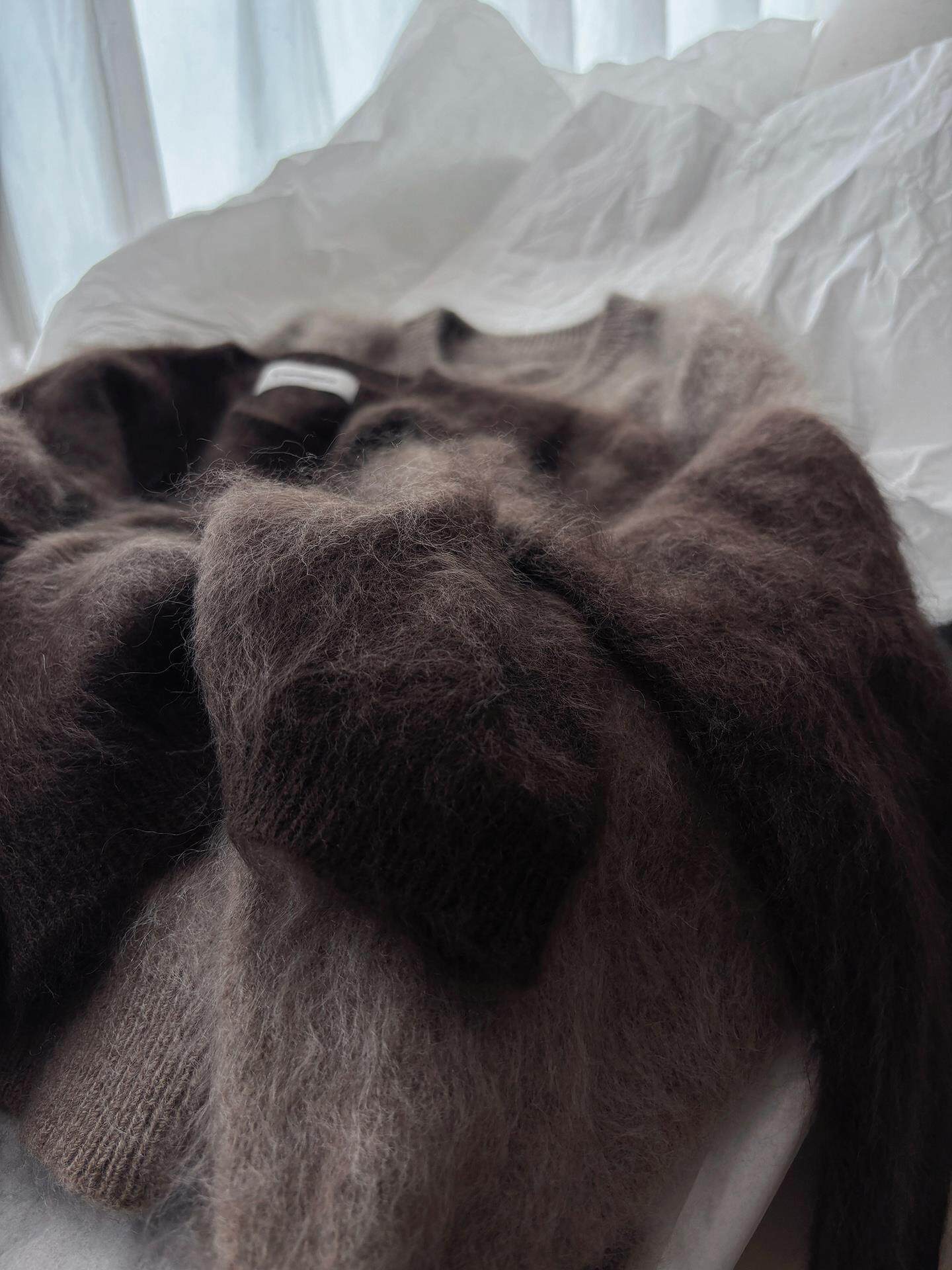 "Super level!" Maillard retro coffee-colored wool fleece sweater for women's winter soft and lazy style knitted sweater thumbnail 3