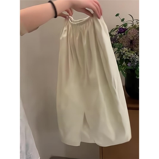 半身裙子女 高端天丝亚麻米白色松紧腰百搭棉麻时尚 牛X货 巨炸裂