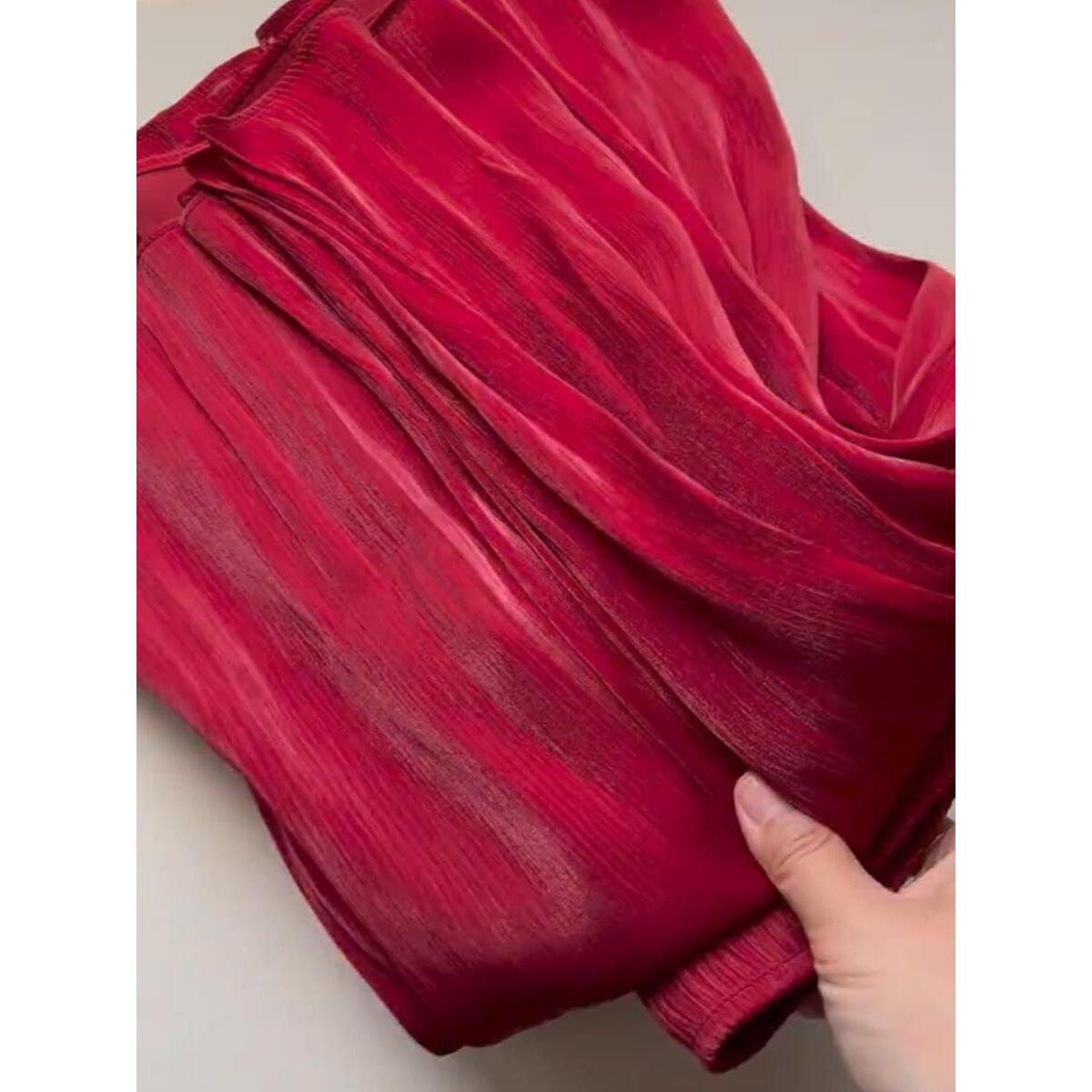 CHAO级推荐！绝美的红色复古丝绒珠光仙女半身裙气质高级感裙子女