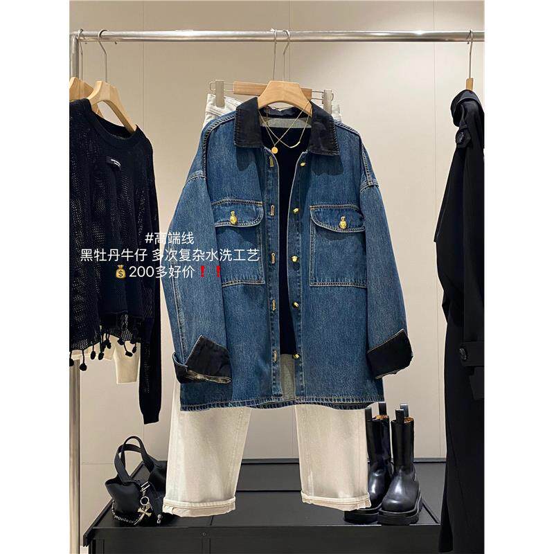 怒推！外贸单品质，牛仔多次水洗宽松落肩廓形覆古牛仔外套女秋冬