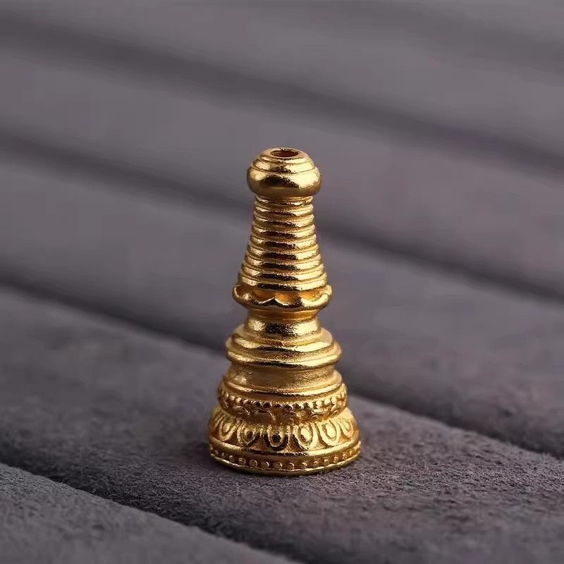 复古文玩藏传佛珠念珠佛塔铜镀金佛塔星月菩提凤眼三通配饰配件