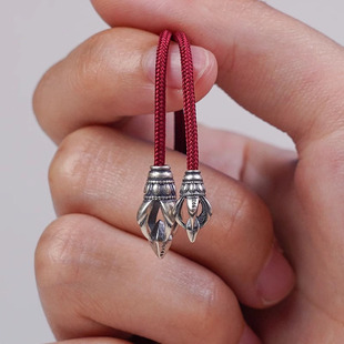 S925纯银金刚杵弟子珠藏式五股金刚杵弟子收尾文玩佛珠尾坠配饰