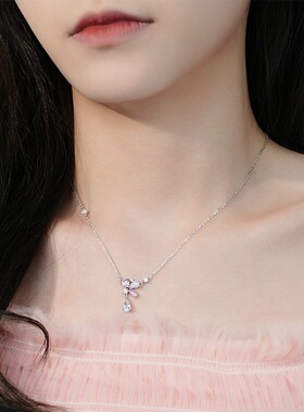 轻奢时尚简约项链水滴银锁骨链女