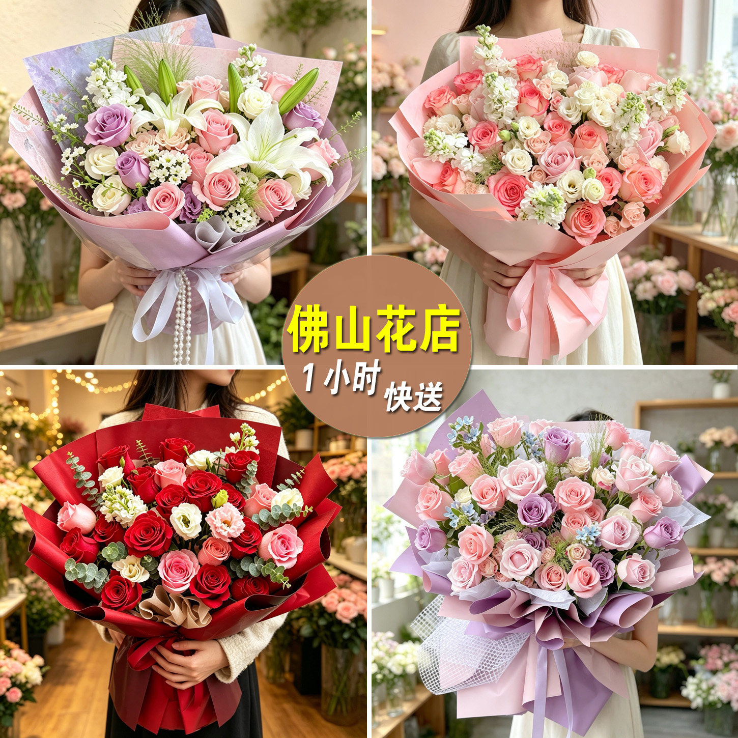 佛山花店新鲜玫瑰快送1小时直达